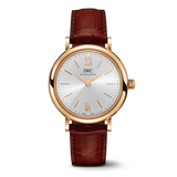 Shop IWC Portofino Automatic Silver Dial Red Leather Strap Watch for Women - IW357401 in USA