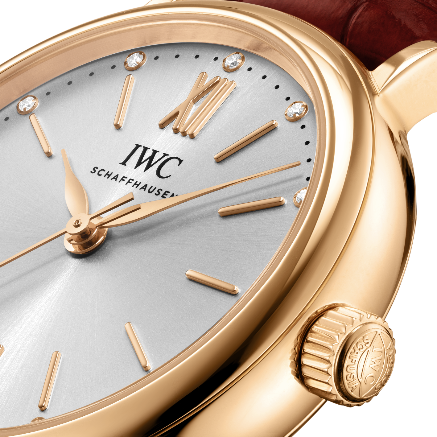 IWC Portofino Automatic Silver Dial Red Leather Strap Watch for Women - IW357401