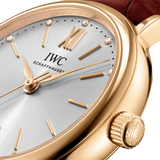 Shop IWC Portofino Automatic Silver Dial Red Leather Strap Watch for Women - IW357401 in USA