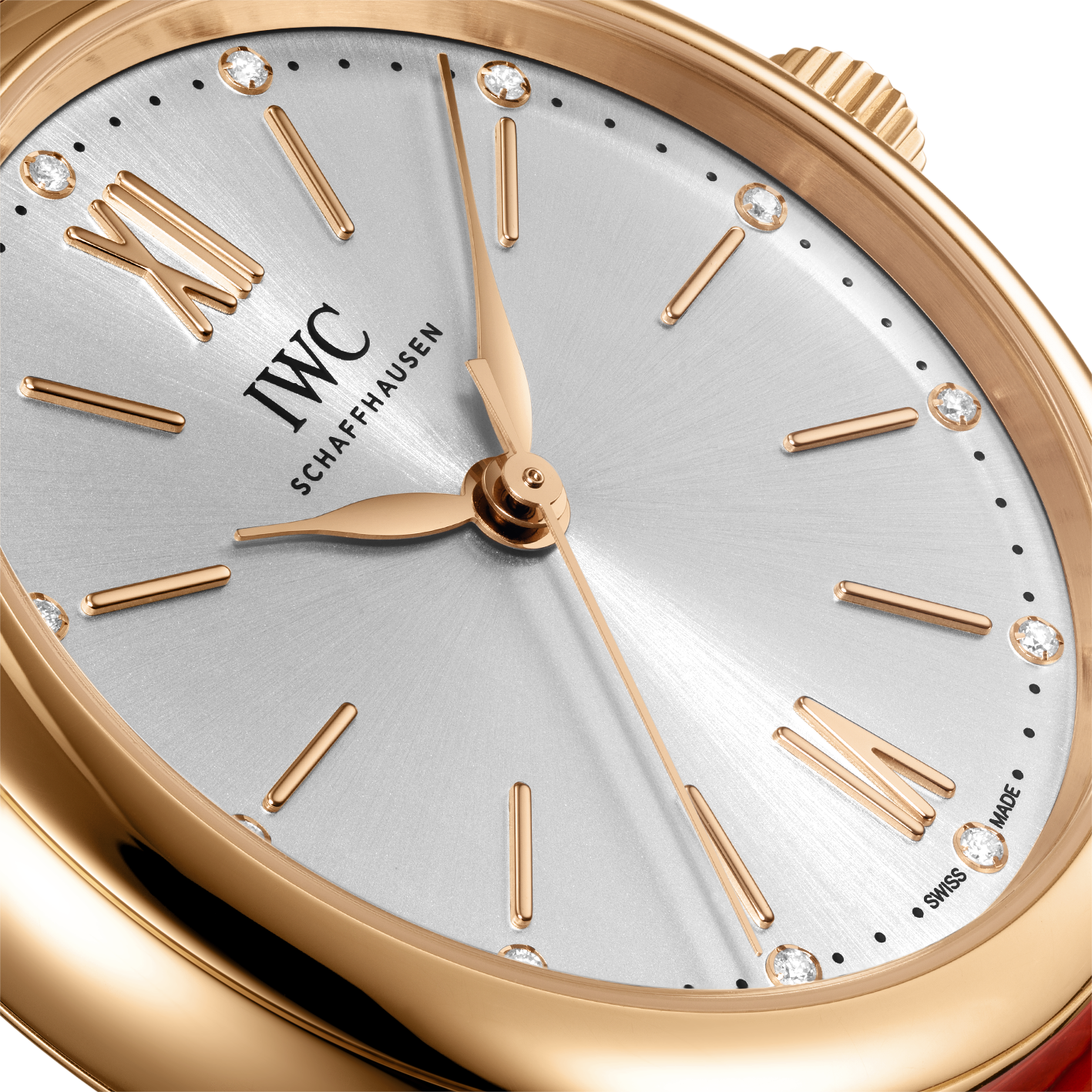 IWC Portofino Automatic Silver Dial Red Leather Strap Watch for Women - IW357401