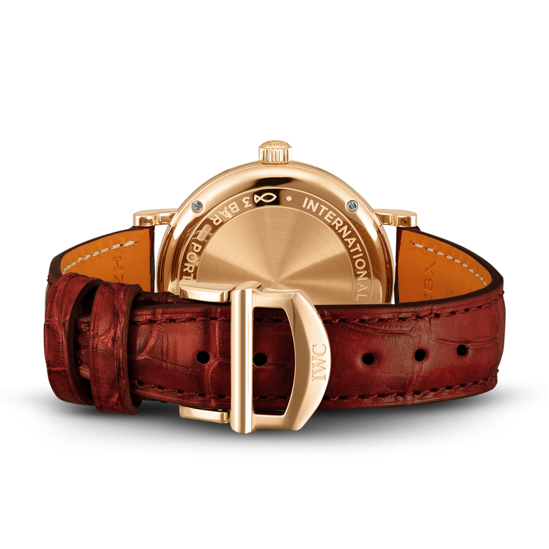 Shop IWC Portofino Automatic Silver Dial Red Leather Strap Watch for Women - IW357401 in USA