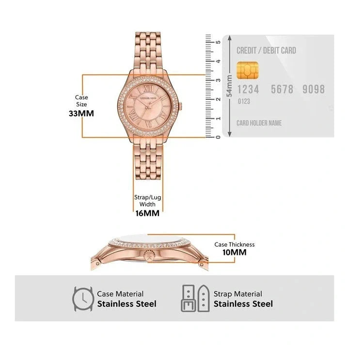 Michael Kors Harlowe Three-Hand Rose Gold Dial Rose Gold Steel Strap Watch for Women - MK4845 Buy Now By Michael Kors