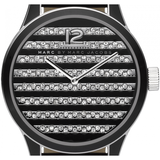 Marc Jacobs Lidia Stripe Glitz Black Dial Black Leather Strap Watch for Women - MBM1166 Buy Now By Marc Jacobs