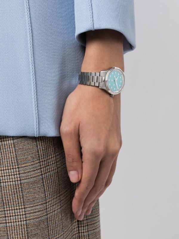Shop Gucci G Timeless Quartz Turquoise Dial Silver Steel Strap Unisex Watch - YA1265044 in USA