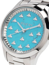 Shop Gucci G Timeless Quartz Turquoise Dial Silver Steel Strap Unisex Watch - YA1265044 in USA
