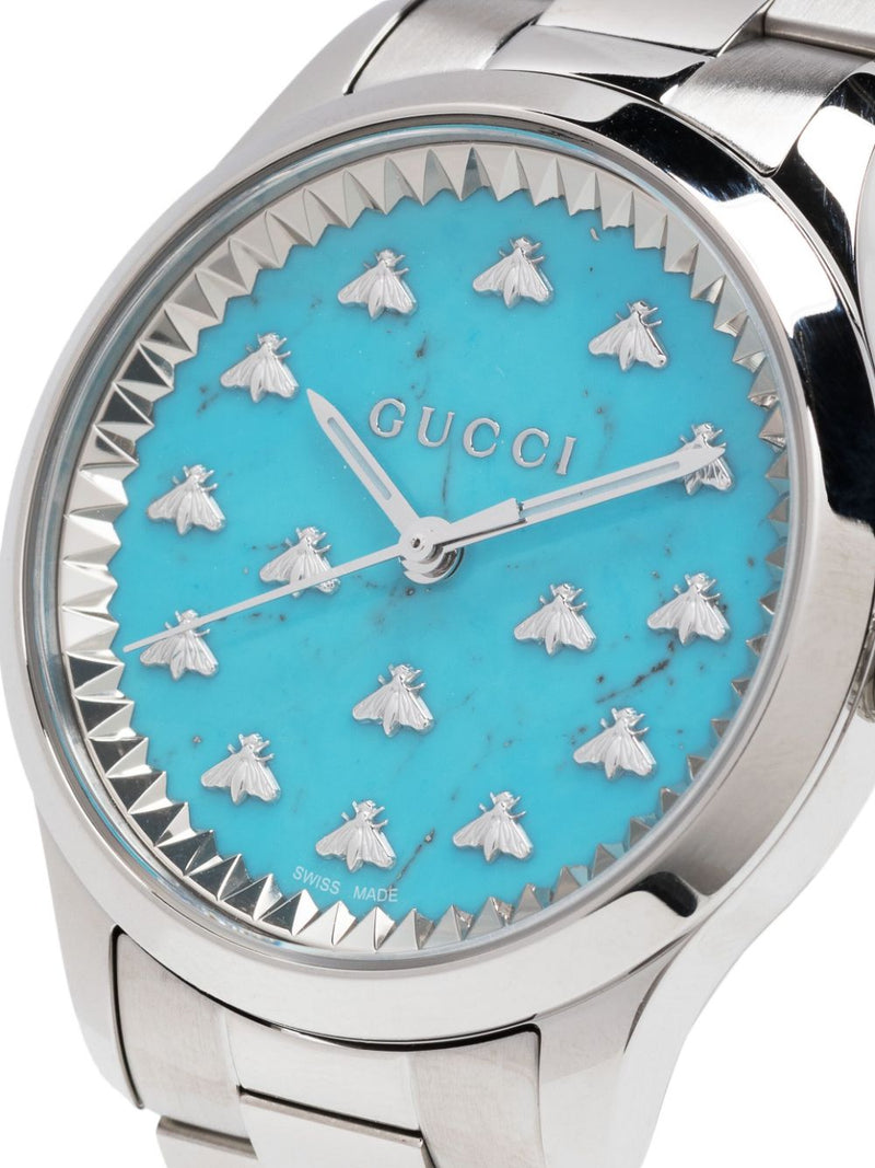 Shop Gucci G Timeless Quartz Turquoise Dial Silver Steel Strap Unisex Watch - YA1265044 in USA