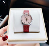 Shop Gucci G Timeless Quartz Diamonds Pink Dial Red Leather Strap Watch For Women - YA1265017 in USA