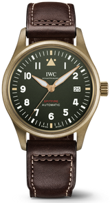 Shop IWC Pilot's Watch Automatic Spitfire Green Dial Brown Leather Strap Watch for Men - IW326802 in USA
