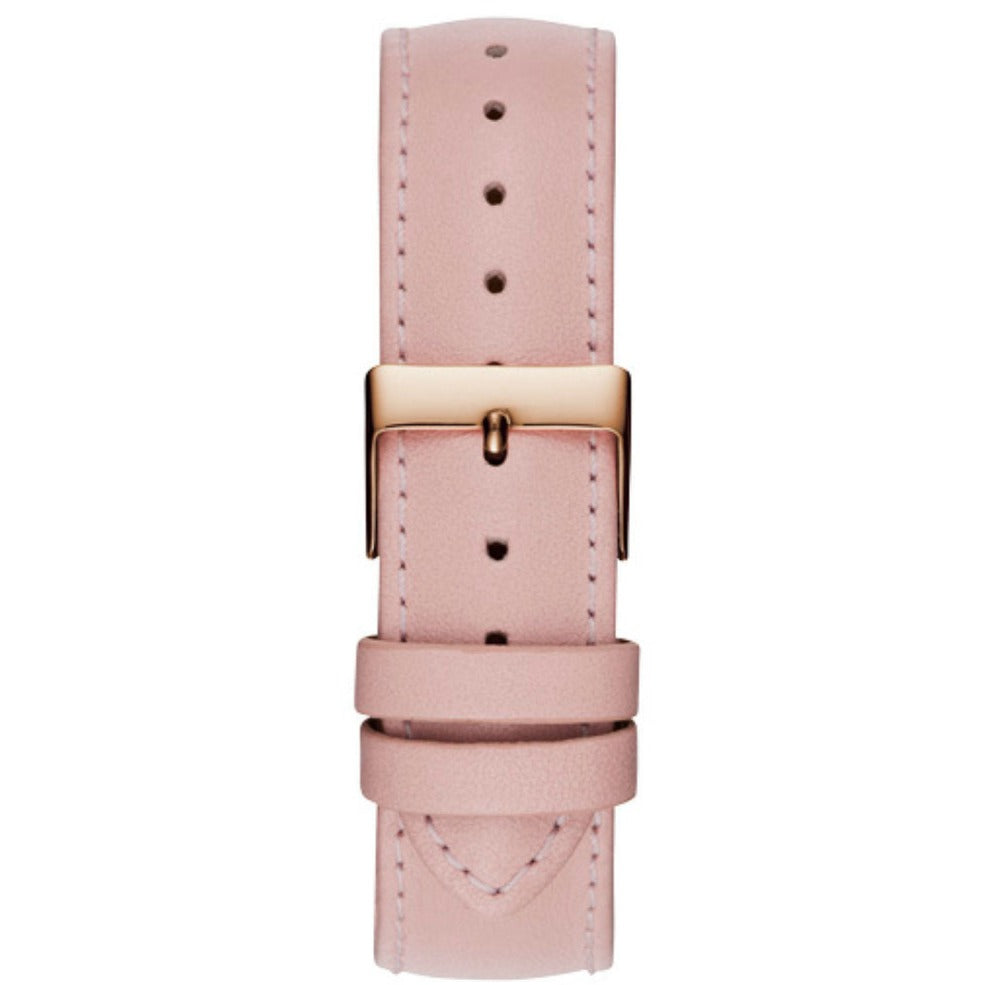 Guess Wonderlust Beige Dial Pink Leather Strap Watch for Women - W1065L1