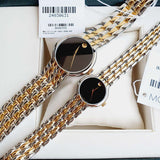 Shop Movado Veturi Quartz Black Dial Two Tone Steel Strap Watch for Women - 0606933 in USA