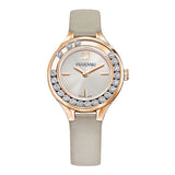 Shop Swarovski Lovely Crystals Mini Grey Dial Grey Leather Strap Watch for Women - 5261481 in USA