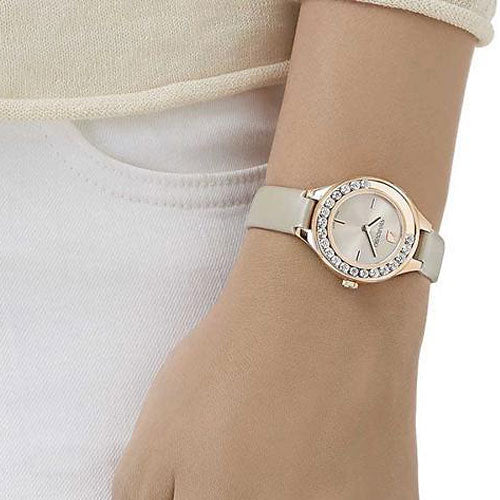 Shop Swarovski Lovely Crystals Mini Grey Dial Grey Leather Strap Watch for Women - 5261481 in USA