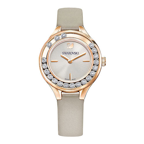 Shop Swarovski Lovely Crystals Mini Grey Dial Grey Leather Strap Watch for Women - 5261481 in USA