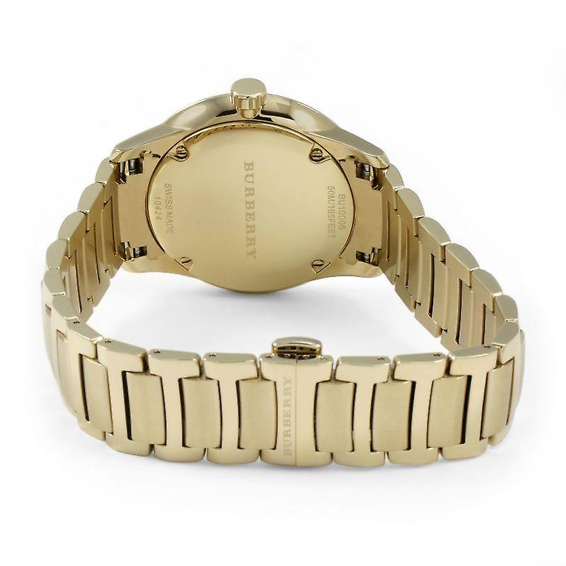 Shop Burberry The Classic Gold Dial Gold Steel Strap Watch for Men - BU10006 in USA