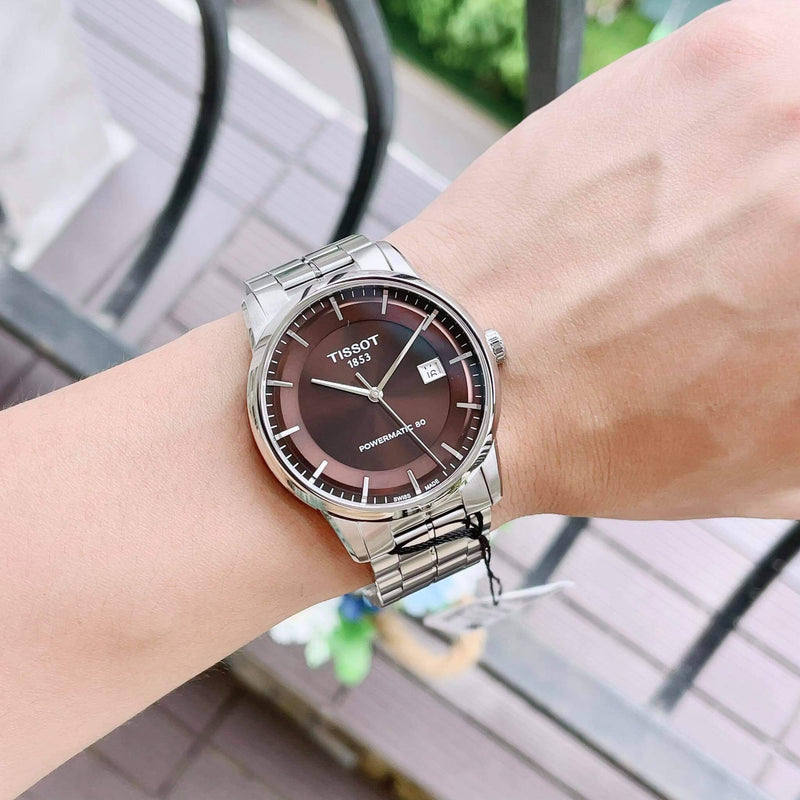 Tissot Luxury Powermatic 80 Brown Dial Silver Steel Strap Watch For Men - T086.407.11.291.00 Buy Now By Tissot