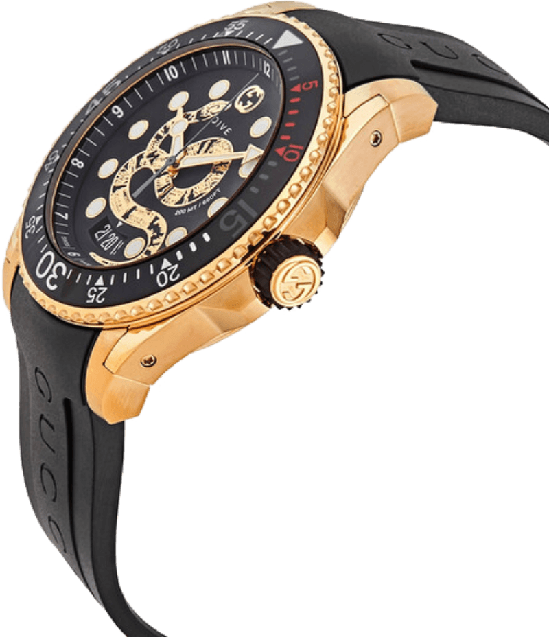 Shop Gucci Dive Quartz Black Dial Black Rubber Strap Watch For Men - YA136219 in USA