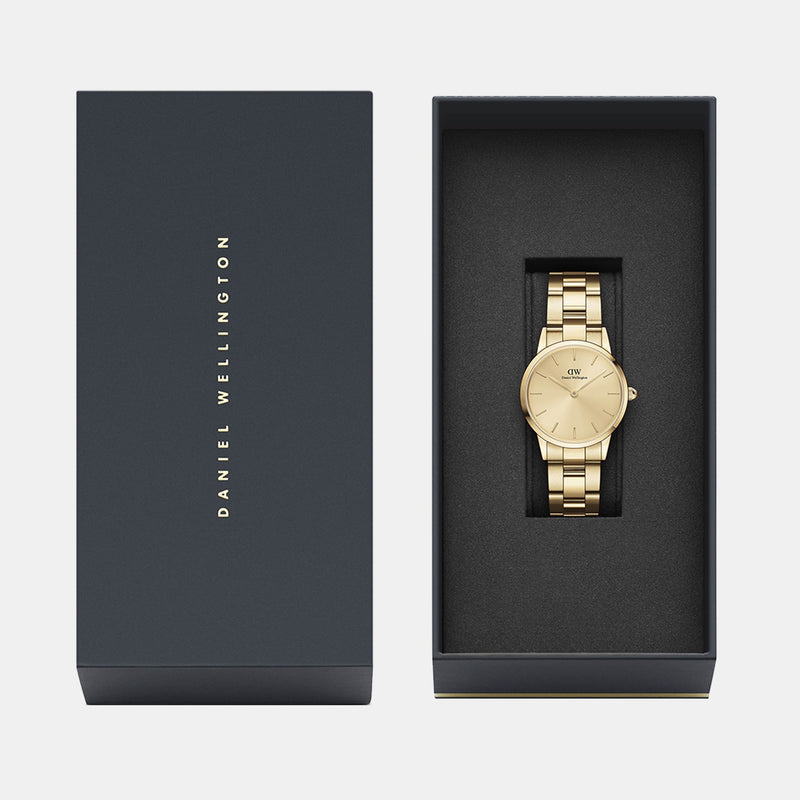 Daniel Wellington Iconic Link Unitone Gold Dial Gold Steel Strap Watch For Women - DW00100403 Buy Now By Daniel Wellington
