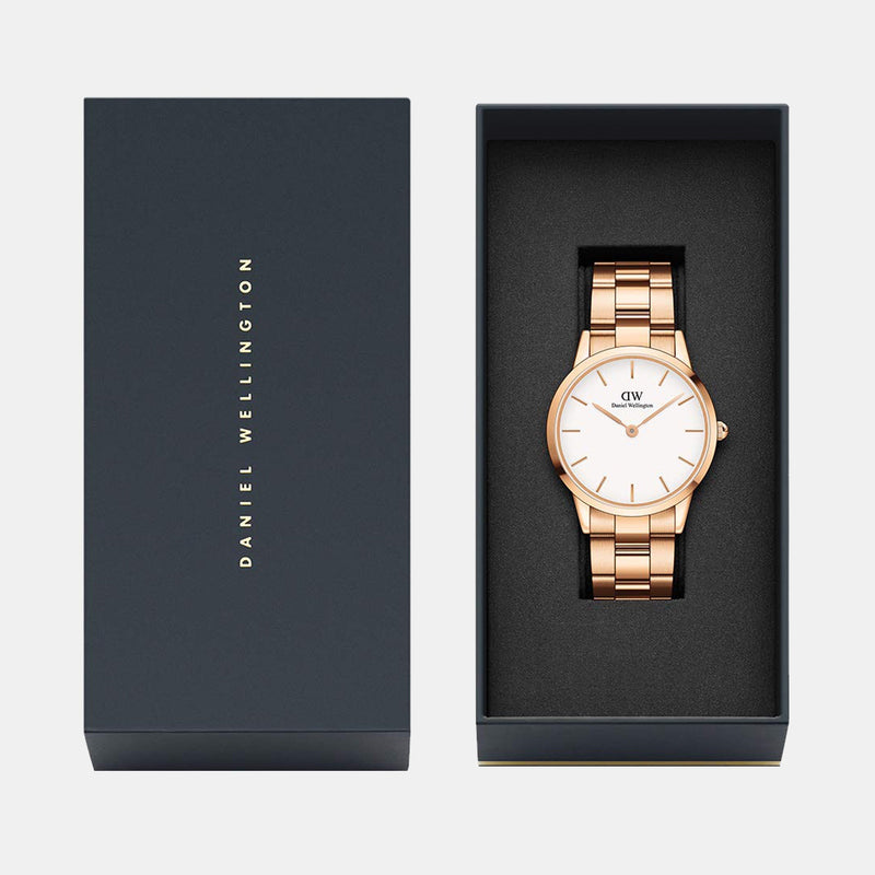 Daniel Wellington Iconic Link White Dial Gold Steel Strap Watch For Men - DW00100343 Buy Now By Daniel Wellington