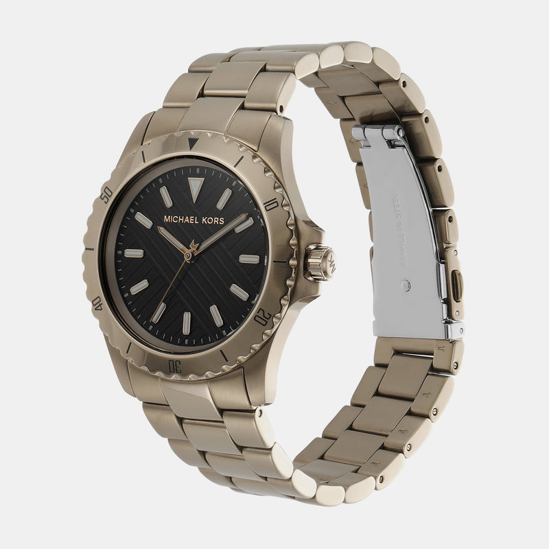 Michael Kors Everest Three Hand Quartz Black Dial Gold Steel Strap Watch For Men - MK9140 Buy Now By Michael Kors