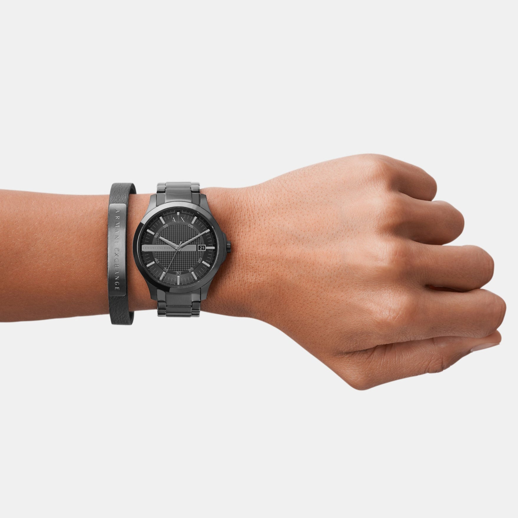 Armani Exchange Hampton Black Dial Black Steel Strap Watch For Men - AX7101