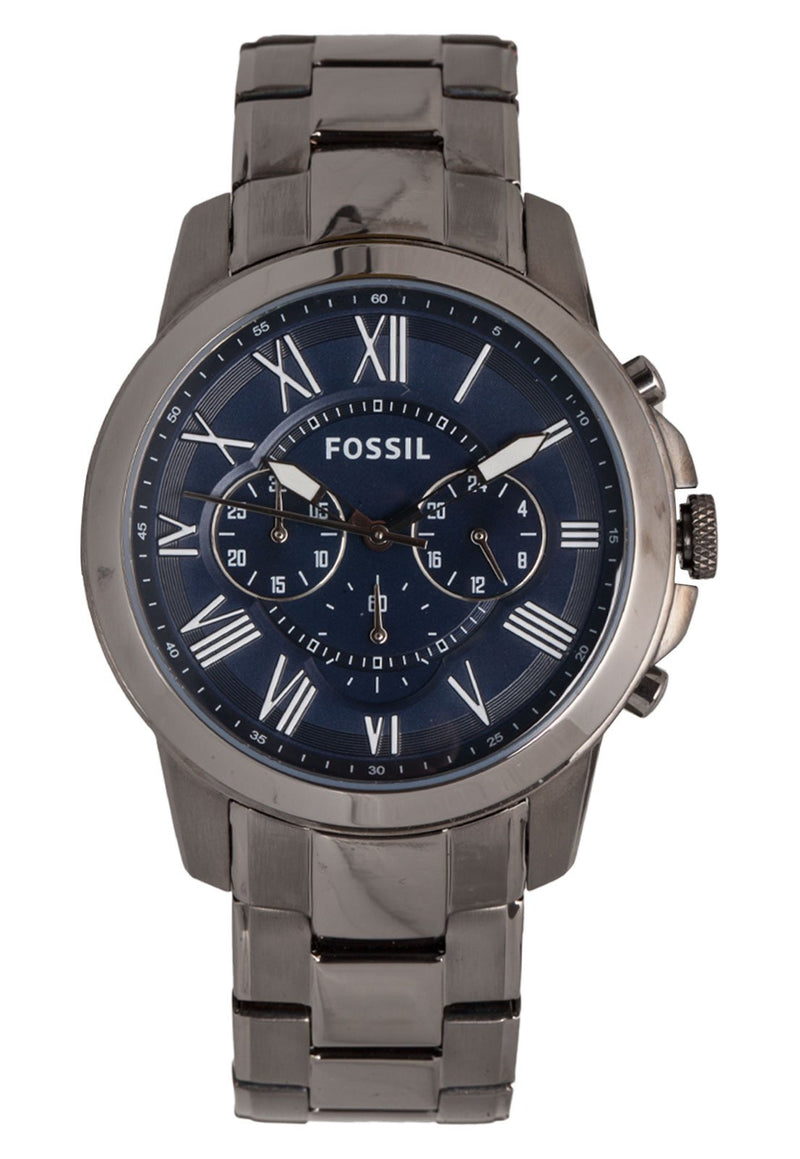 Fossil Grant Chronograph Blue Dial Grey Steel Strap Watch for Men - FS4831 Buy Now By Fossil