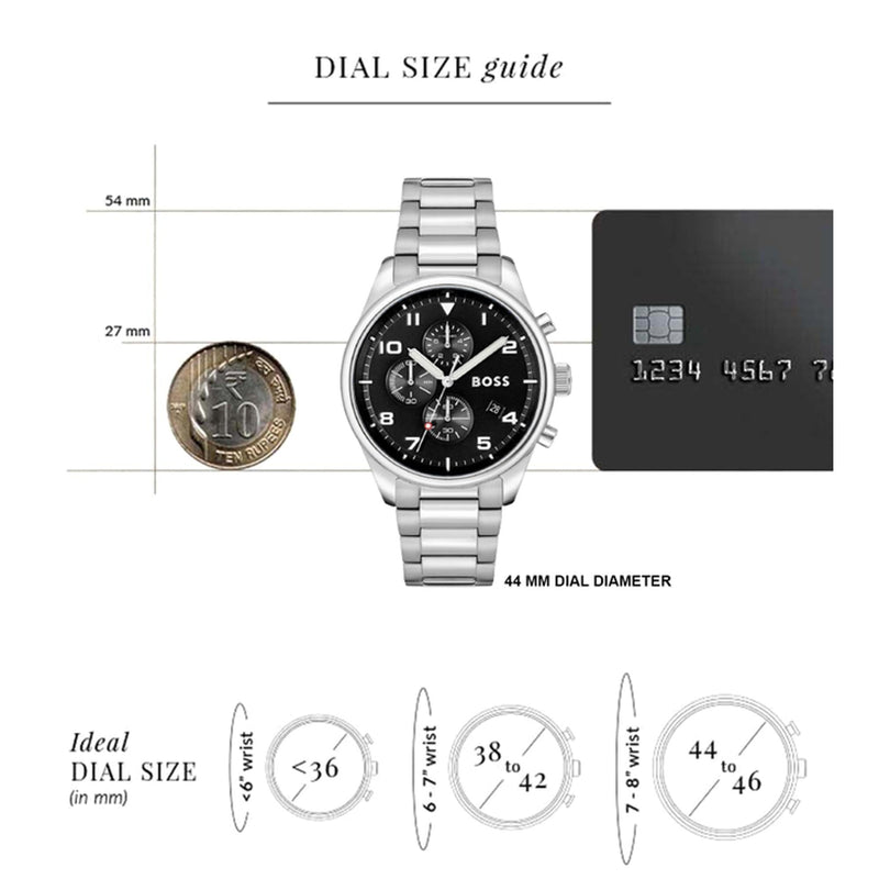 Hugo Boss View Chronograph Black Dial Silver Steel Strap Watch For Men - 1514008 Buy Now By Hugo Boss