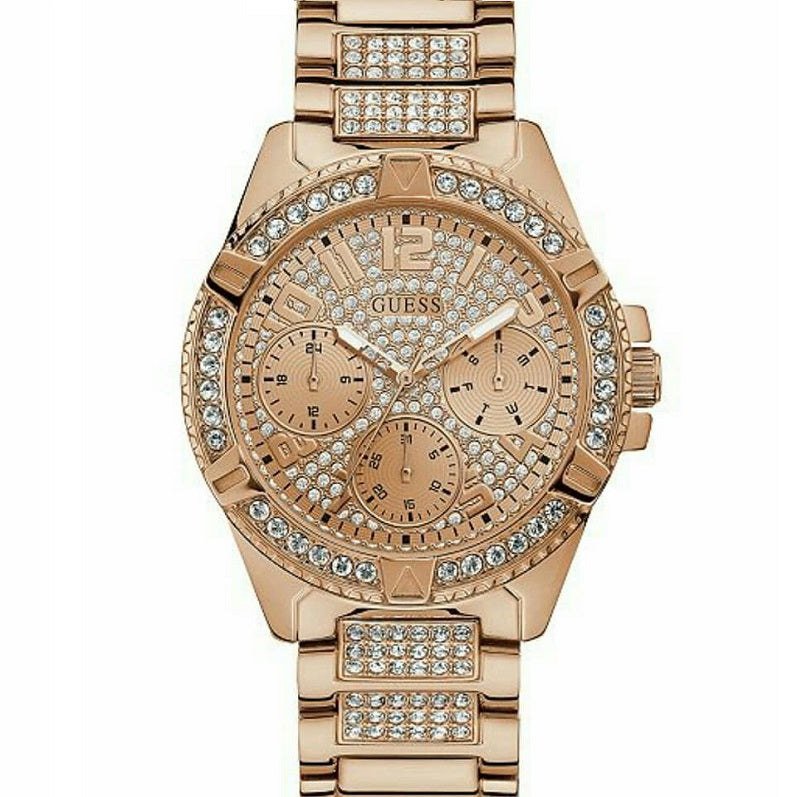 Guess Frontier Chronograph Crystals Rose Gold Dial Rose Gold Steel Strap Watch for Men - W0799G3 Buy Now By Guess