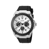 Guess Legacy White Dial Black Rubber Strap Watch For Men - W1049G3 Buy Now By Guess