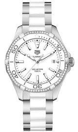 Shop Tag Heuer Aquaracer Diamonds White Dial Two Tone Steel Strap Watch for Women - WAY131H.BA0914 in USA