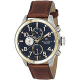 Shop Tommy Hilfiger Sport Multifunction Blue Dial Brown Leather Strap Watch for Men - 1791137 in USA