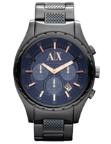 Armani Exchange Chronograph Blue Dial Grey Steel Strap Watch For Men - AX1166 Buy Now By Armani Exchange