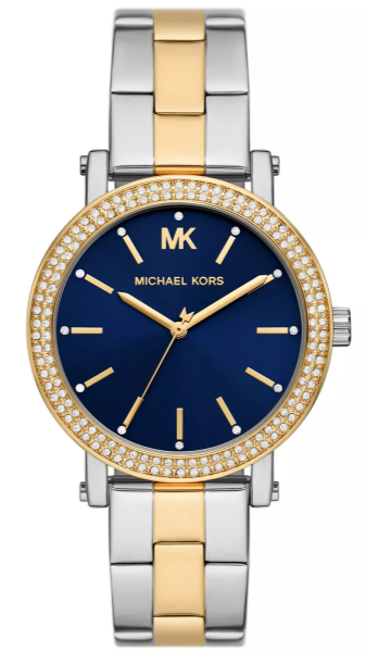 Michael Kors Analog Blue Dial Two Tone Steel Strap Watch for Women - MKO1049 Buy Now By Michael Kors