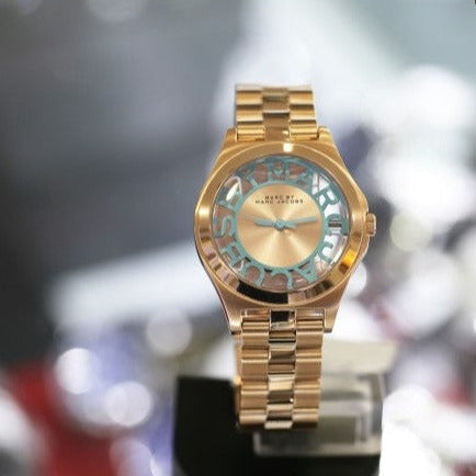Marc Jacobs Henry Rose Gold Dial Rose Gold Steel Strap Watch for Women - MBM3296 Buy Now By Marc Jacobs