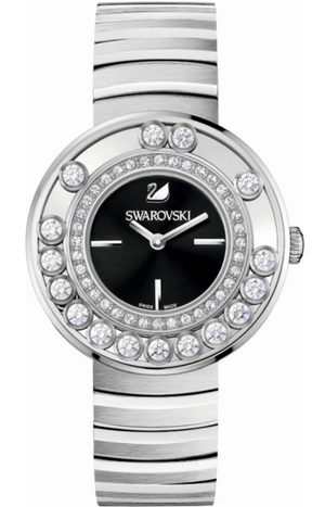 Swarovski Lovely Crystal Black Dial Silver Steel Strap Watch for Women - 1160305