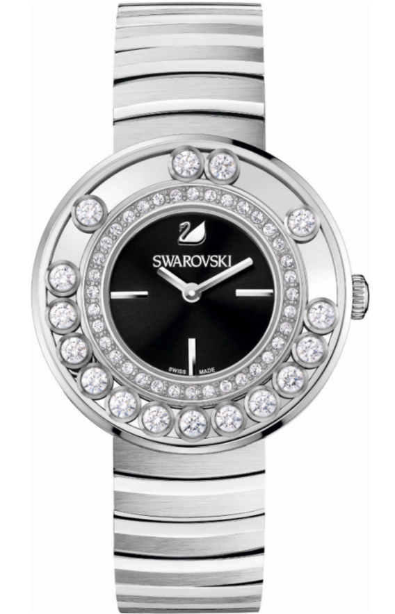 Shop Swarovski Lovely Crystal Black Dial Silver Steel Strap Watch for Women - 1160305 in USA
