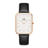 Daniel Wellington Quadro White Dial Black Leather Strap Watch For Women - DW00100450 Buy Now By Daniel Wellington