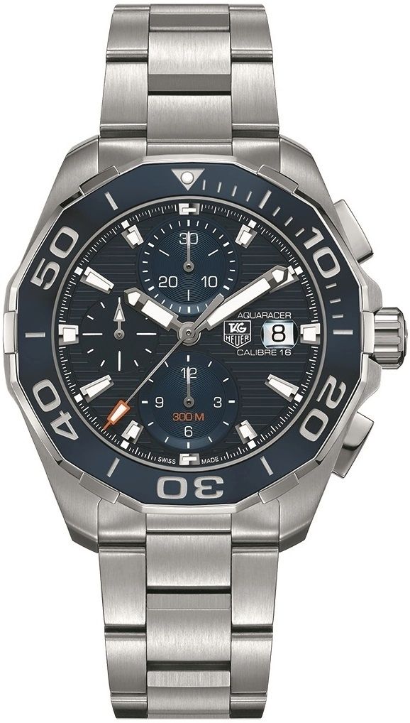 Shop Tag Heuer Aquaracer Calibre 16 43mm Blue Dial Silver Steel Strap Watch for Men - CAY211B.BA0927 in USA