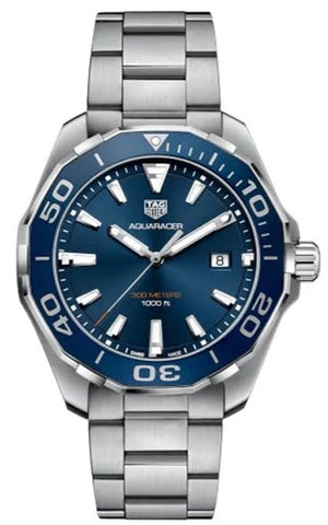 Tag Heuer Aquaracer Blue Dial Silver Steel Strap Watch for Men - WAY101C.BA0746