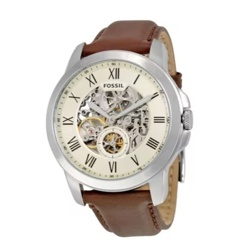 Fossil Grant Automatic White Dial Brown Leather Strap Watch for Men - ME3052 Buy Now By Fossil