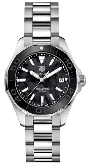 Tag Heuer Aquaracer Quartz Black Dial Silver Steel Strap Watch for Women - WAY131K.BA0748