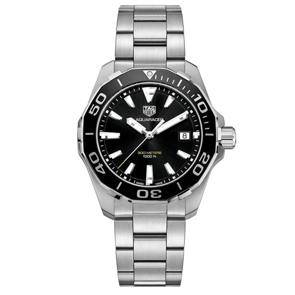 Tag Heuer Aquaracer Black Dial Silver Steel Strap Watch for Men - WAY111A.BA0928