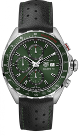 Tag Heuer Formula 1 Calibre 16 Automatic Chronograph Green Dial Black Leather Strap Watch for Men - CAZ2016.FC6473 Buy Now By Tag Heuer