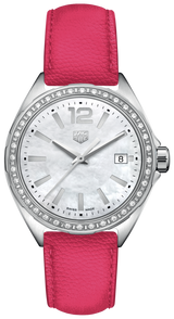 Shop Tag Heuer Formula 1 Quartz Mother of Pearl Dial Pink Leather Strap Watch for Women - WBJ131A.FC8252 in USA