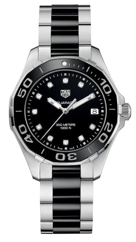 Tag Heuer Aquaracer Quartz Black Dial Two Tone Steel Strap Watch for Women - WAY131C.BA0913