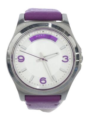 Shop Marc Jacobs Baby Dave Silver Dial Purple Leather Strap Watch for Women - MBM1262 in USA