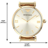 Emporio Armani Retro Gold Dial Gold Mesh Bracelet Watch For Women - AR1957 Buy Now By Emporio Armani
