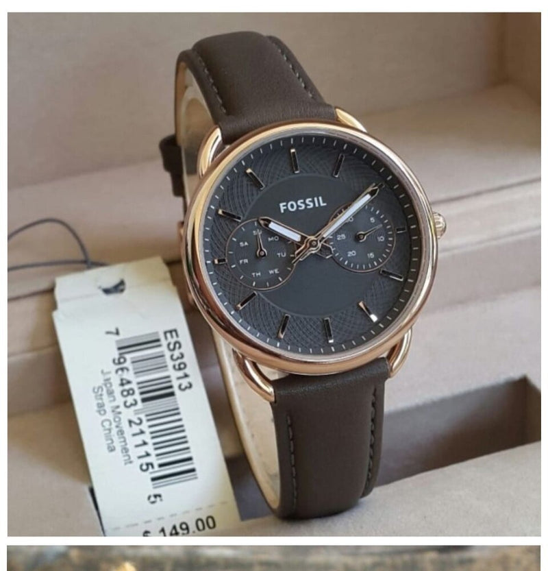 Fossil Tailor Grey Dial Grey Leather Strap Watch for Women - ES3913 Buy Now By Fossil