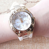 Guess Luna Diamonds White Dial White Rubber Strap Watch for Women - W0653L3 Buy Now By Guess