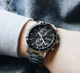Shop Hugo Boss Rafale Chronograph Black Dial Silver Steel Strap Watch for Men - 1513509 in USA