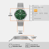 Emporio Armani Minimalist Quartz Green Dial Silver Mesh Bracelet Watch For Men - AR11578 Buy Now By Emporio Armani